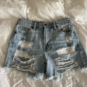 HIDDEN Denim Distressed High-Waist Women’s Shorts - Light Blue